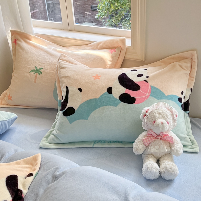 91家纺网 家纺一手货源 找家纺 沐慕 2025新款高克重牛奶绒四件套 牛奶绒-熊墩墩