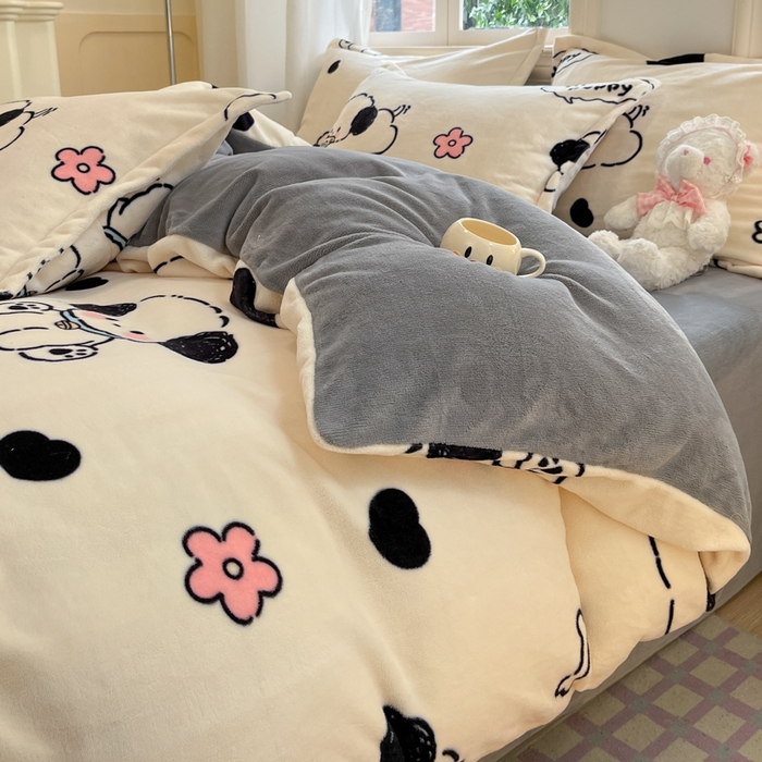 91家纺网 家纺一手货源 找家纺 沐慕 2025新款高克重牛奶绒四件套 牛奶绒-修修狗