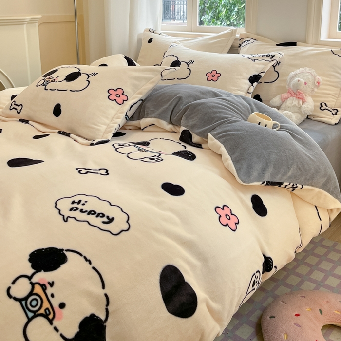 91家纺网 家纺一手货源 找家纺 沐慕 2025新款高克重牛奶绒四件套 牛奶绒-修修狗