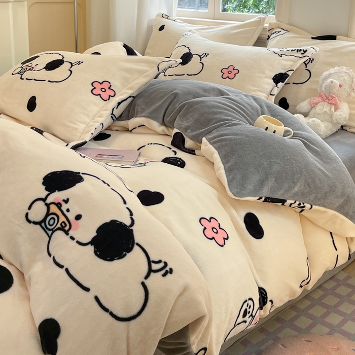 91家纺网 家纺一手货源 找家纺 沐慕 2025新款高克重牛奶绒四件套 牛奶绒-修修狗