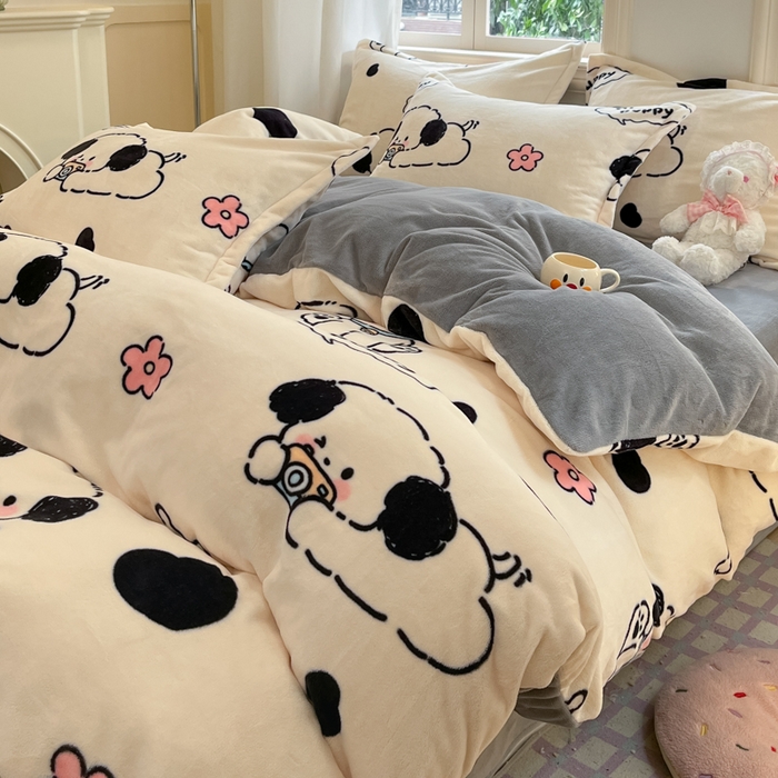 91家纺网 家纺一手货源 找家纺 沐慕 2025新款高克重牛奶绒四件套 牛奶绒-修修狗