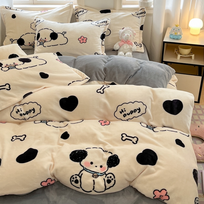 91家纺网 家纺一手货源 找家纺 沐慕 2025新款高克重牛奶绒四件套 牛奶绒-修修狗