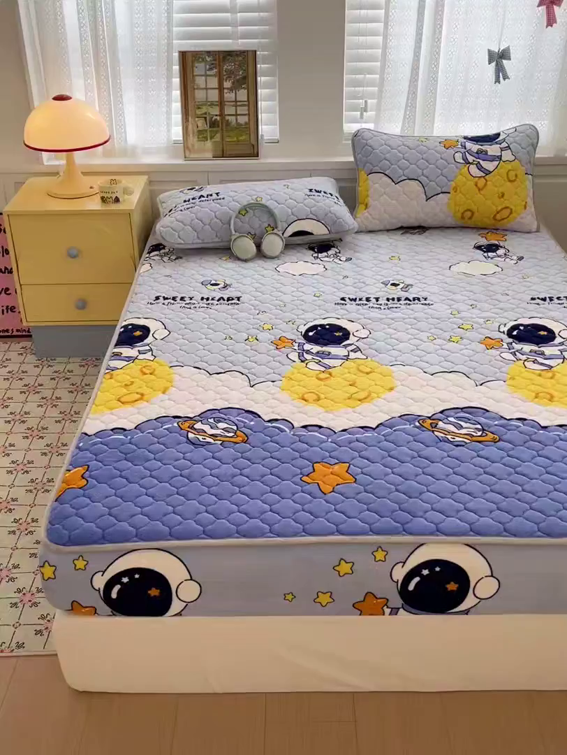 91家纺网 家纺一手货源 找家纺 （总）富馨莱 2025新款牛奶绒夹棉床笠支持一件定做