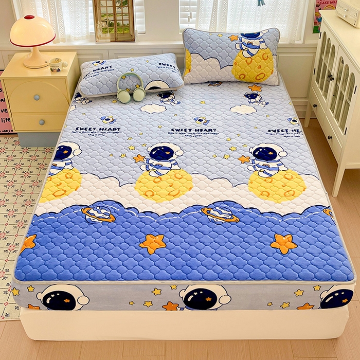 91家纺网 家纺一手货源 找家纺 （总）富馨莱 2025新款牛奶绒夹棉床笠支持一件定做