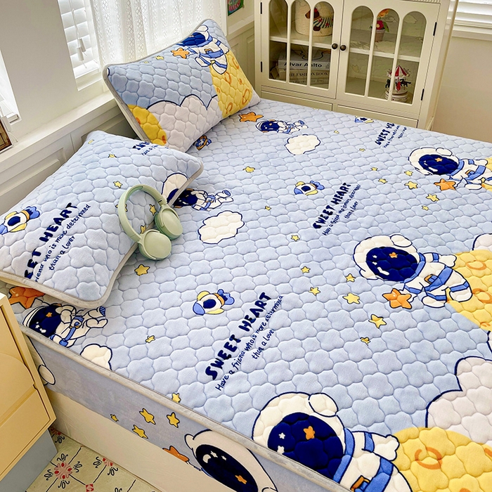 91家纺网 家纺一手货源 找家纺 （总）富馨莱 2025新款牛奶绒夹棉床笠支持一件定做