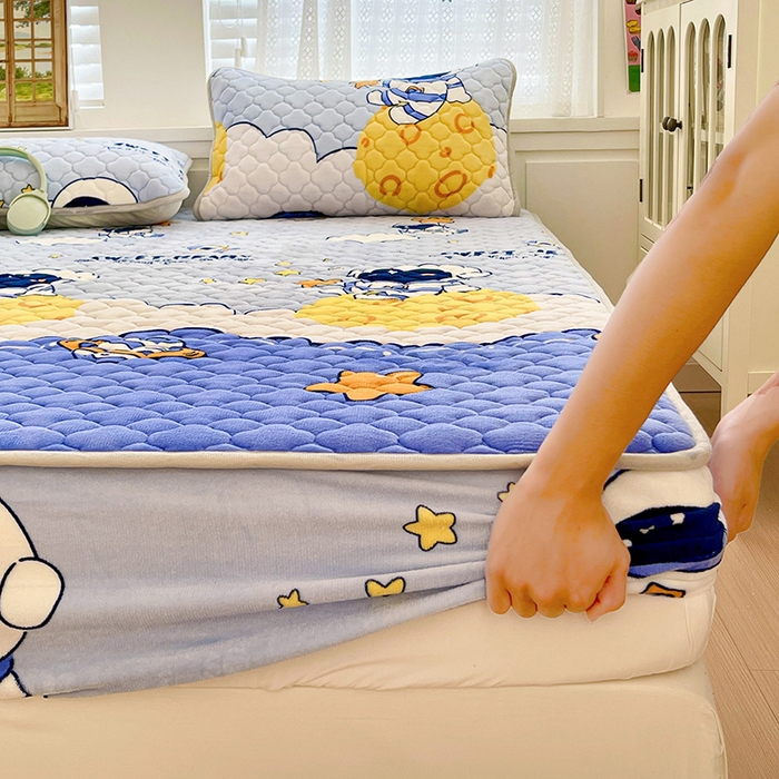 91家纺网 家纺一手货源 找家纺 （总）富馨莱 2025新款牛奶绒夹棉床笠支持一件定做