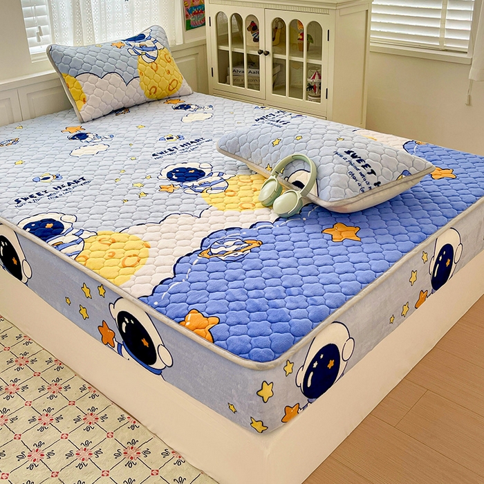 91家纺网 家纺一手货源 找家纺 （总）富馨莱 2025新款牛奶绒夹棉床笠支持一件定做