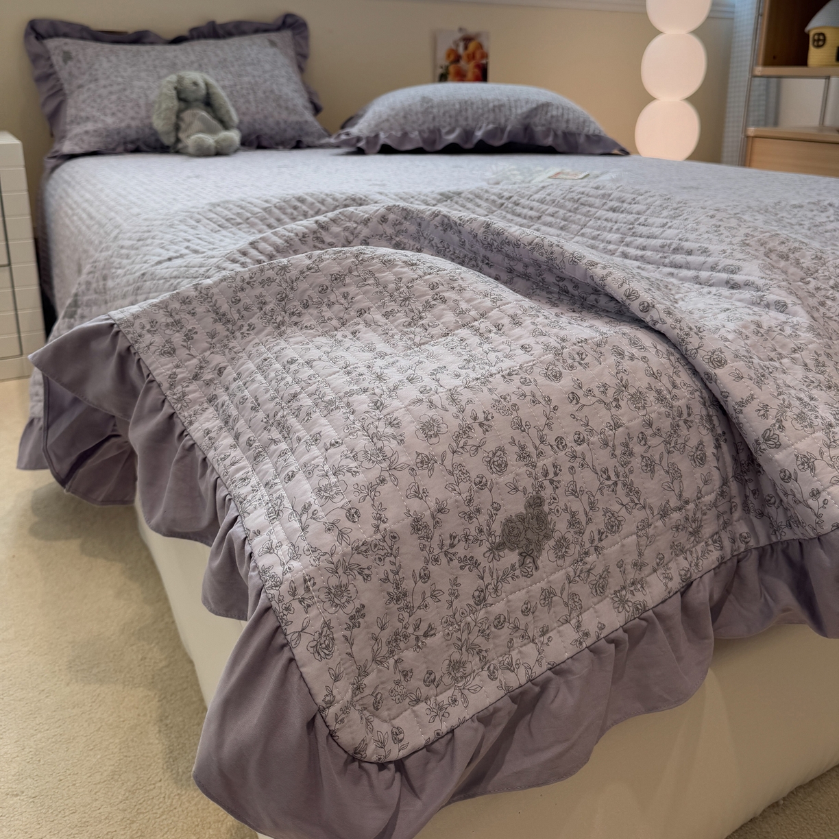 91家纺网 家纺一手货源 找家纺 一加一 2025新款小清新花边款大豆被床盖系列 巴洛克之恋