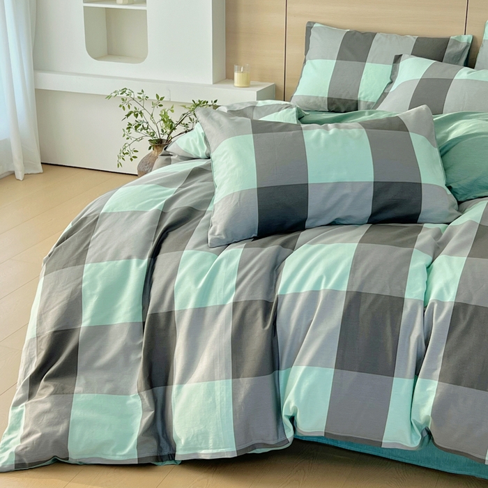 91家纺网 家纺一手货源 找家纺 春皖家纺 2025新款12868全棉印花四件套-大床图 绿大格