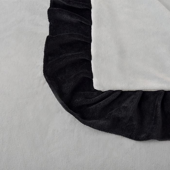 91家纺网 家纺一手货源 找家纺 炫拼家纺 2025新款刺绣黑花边高克重牛奶绒四件套-法式玫瑰 法式玫瑰-伯爵灰