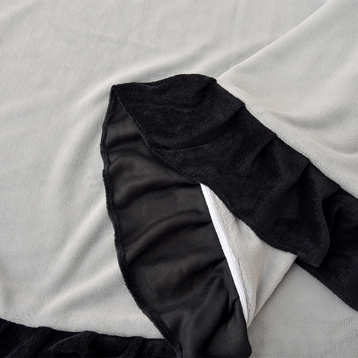 91家纺网 家纺一手货源 找家纺 炫拼家纺 2025新款刺绣黑花边高克重牛奶绒四件套-法式玫瑰 法式玫瑰-伯爵灰