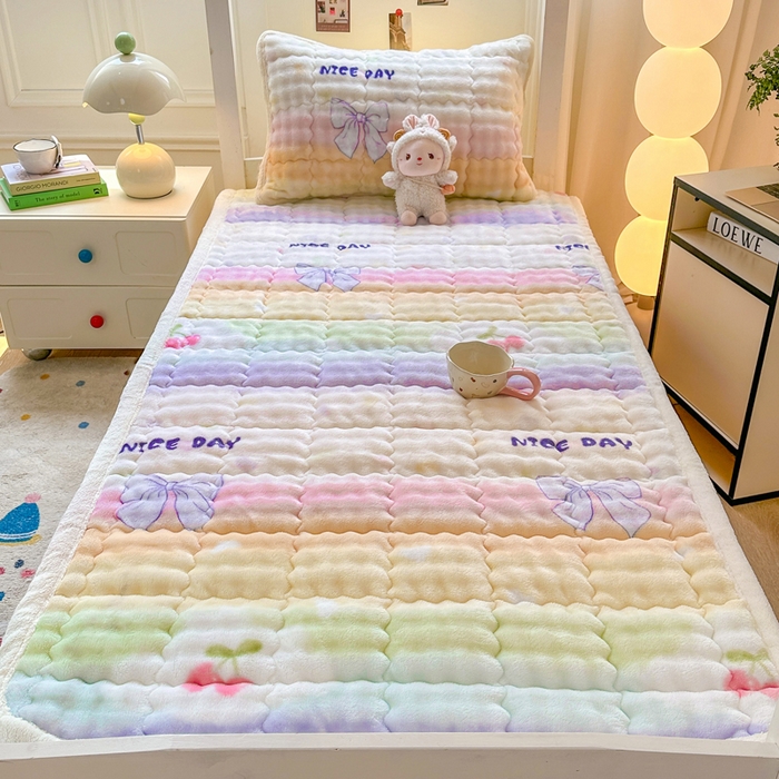 91家纺网 家纺一手货源 找家纺 （总）优品惠 2025新款兔毛绒床垫学生床垫床褥子床护垫