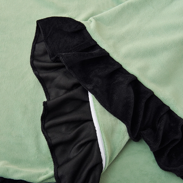 91家纺网 家纺一手货源 找家纺 炫拼家纺 2025新款刺绣黑花边高克重牛奶绒四件套-法式玫瑰 法式玫瑰-春熙绿