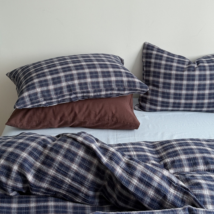 91家纺网 家纺一手货源 找家纺 （总）玛奇朵 2025秋冬新品韩国色织A类三层皱皱纱系列四件套