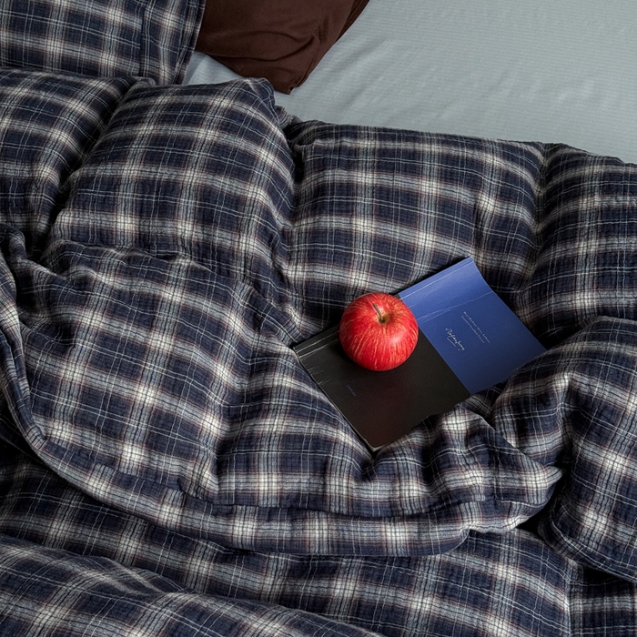 91家纺网 家纺一手货源 找家纺 （总）玛奇朵 2025秋冬新品韩国色织A类三层皱皱纱系列四件套