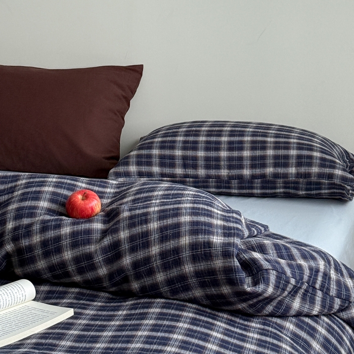 91家纺网 家纺一手货源 找家纺 （总）玛奇朵 2025秋冬新品韩国色织A类三层皱皱纱系列四件套