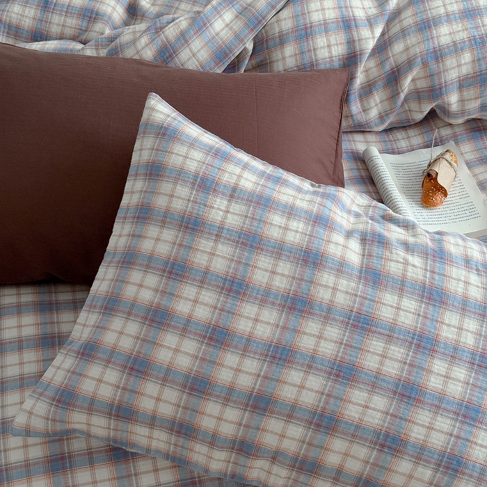 91家纺网 家纺一手货源 找家纺 玛奇朵 2025秋冬新品韩国色织A类三层皱皱纱系列四件套 时序