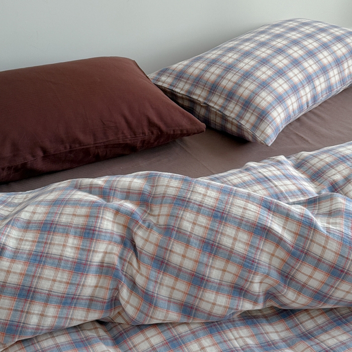 91家纺网 家纺一手货源 找家纺 玛奇朵 2025秋冬新品韩国色织A类三层皱皱纱系列四件套 时序