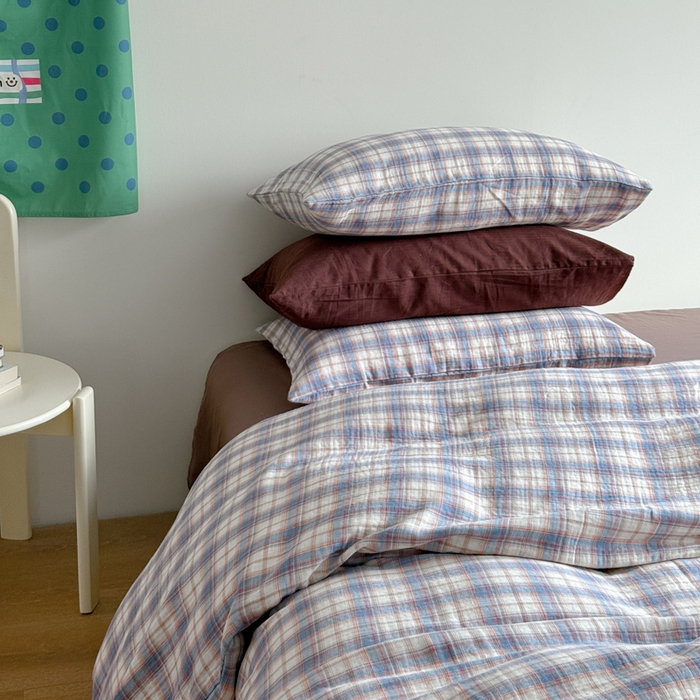 91家纺网 家纺一手货源 找家纺 玛奇朵 2025秋冬新品韩国色织A类三层皱皱纱系列四件套 时序