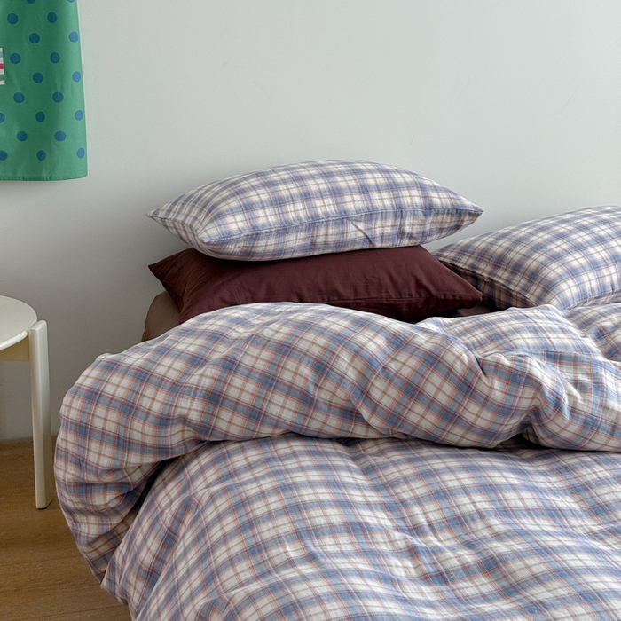 91家纺网 家纺一手货源 找家纺 玛奇朵 2025秋冬新品韩国色织A类三层皱皱纱系列四件套 时序