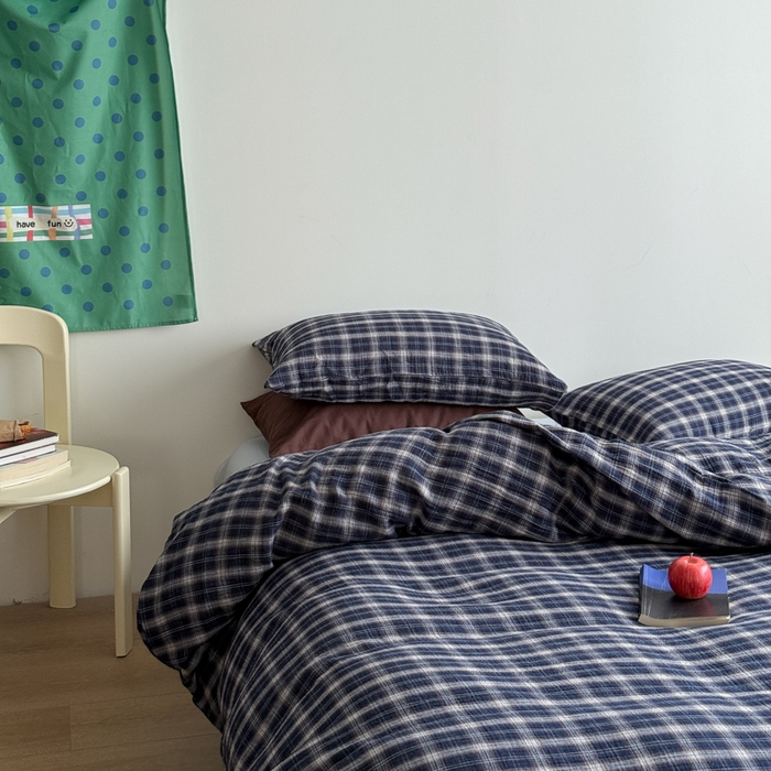 91家纺网 家纺一手货源 找家纺 （总）玛奇朵 2025秋冬新品韩国色织A类三层皱皱纱系列四件套