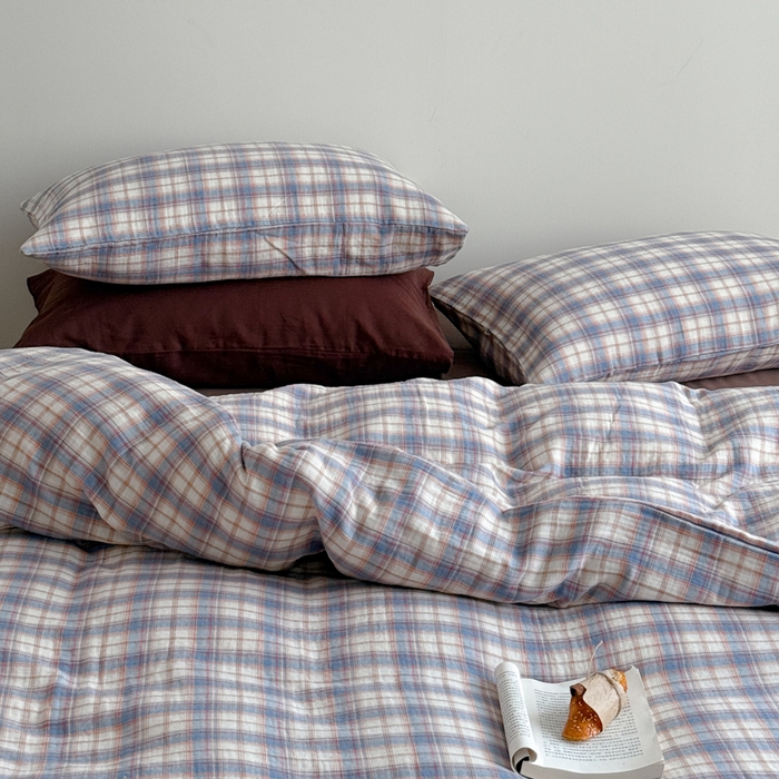 91家纺网 家纺一手货源 找家纺 玛奇朵 2025秋冬新品韩国色织A类三层皱皱纱系列四件套 时序