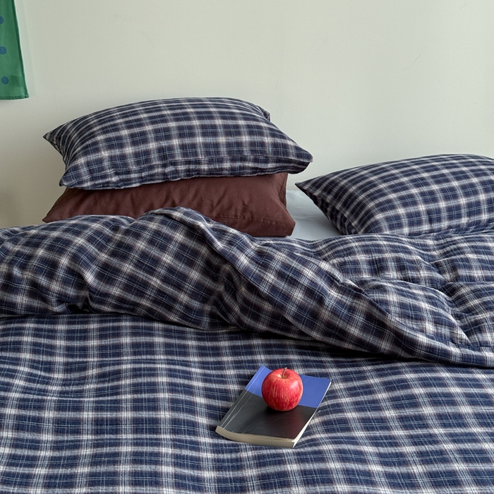 91家纺网 家纺一手货源 找家纺 （总）玛奇朵 2025秋冬新品韩国色织A类三层皱皱纱系列四件套