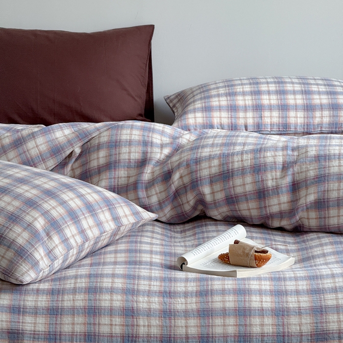 91家纺网 家纺一手货源 找家纺 玛奇朵 2025秋冬新品韩国色织A类三层皱皱纱系列四件套 时序