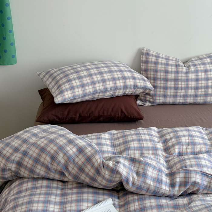 91家纺网 家纺一手货源 找家纺 玛奇朵 2025秋冬新品韩国色织A类三层皱皱纱系列四件套 时序