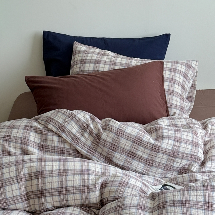 91家纺网 家纺一手货源 找家纺 玛奇朵 2025秋冬新品韩国色织A类三层皱皱纱系列四件套 巷往