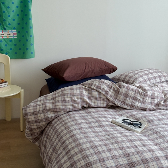 91家纺网 家纺一手货源 找家纺 玛奇朵 2025秋冬新品韩国色织A类三层皱皱纱系列四件套 巷往