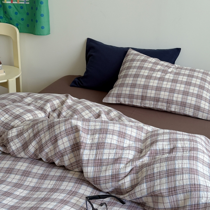 91家纺网 家纺一手货源 找家纺 玛奇朵 2025秋冬新品韩国色织A类三层皱皱纱系列四件套 巷往