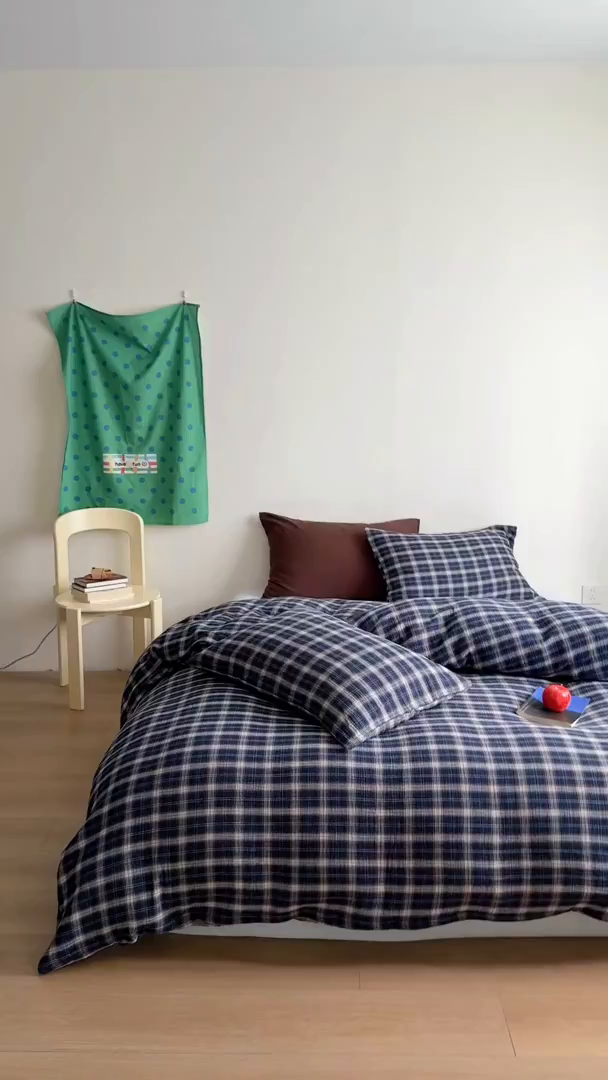 91家纺网 家纺一手货源 找家纺 （总）玛奇朵 2025秋冬新品韩国色织A类三层皱皱纱系列四件套