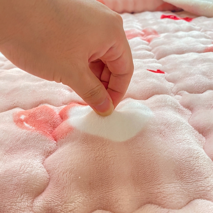 91家纺网 家纺一手货源 找家纺 优品惠 2025新款兔毛绒床垫学生床垫床褥子床护垫 粉爱心