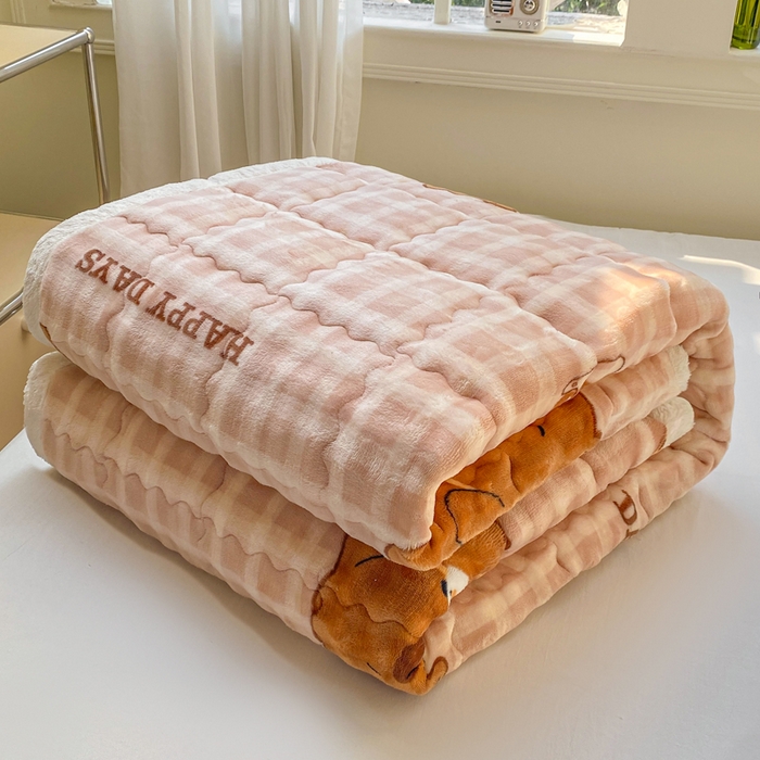 91家纺网 家纺一手货源 找家纺 优品惠 2025新款兔毛绒床垫学生床垫床褥子床护垫 格子熊