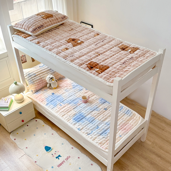 91家纺网 家纺一手货源 找家纺 优品惠 2025新款兔毛绒床垫学生床垫床褥子床护垫 格子熊