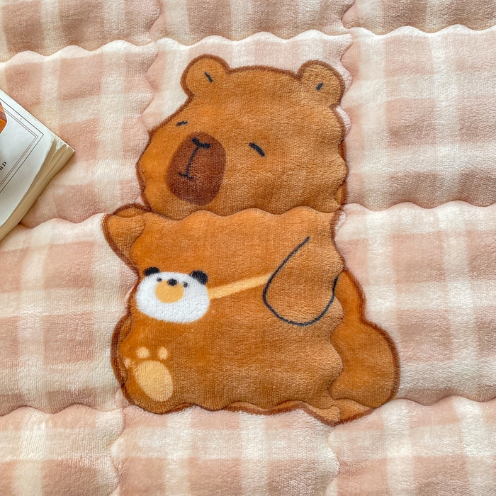 91家纺网 家纺一手货源 找家纺 优品惠 2025新款兔毛绒床垫学生床垫床褥子床护垫 格子熊