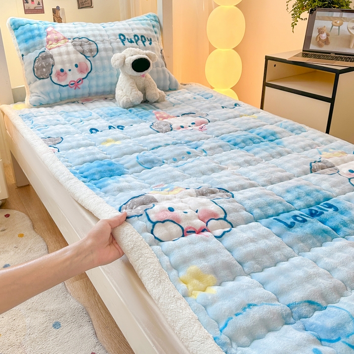 91家纺网 家纺一手货源 找家纺 优品惠 2025新款兔毛绒床垫学生床垫床褥子床护垫 可爱狗