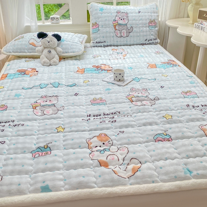 91家纺网 家纺一手货源 找家纺 优品惠 2025新款兔毛绒床垫学生床垫床褥子床护垫 萌宠