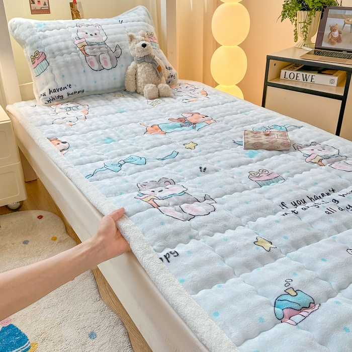 91家纺网 家纺一手货源 找家纺 优品惠 2025新款兔毛绒床垫学生床垫床褥子床护垫 萌宠