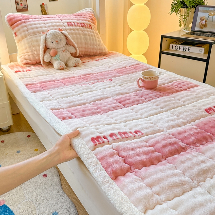 91家纺网 家纺一手货源 找家纺 优品惠 2025新款兔毛绒床垫学生床垫床褥子床护垫 时尚粉