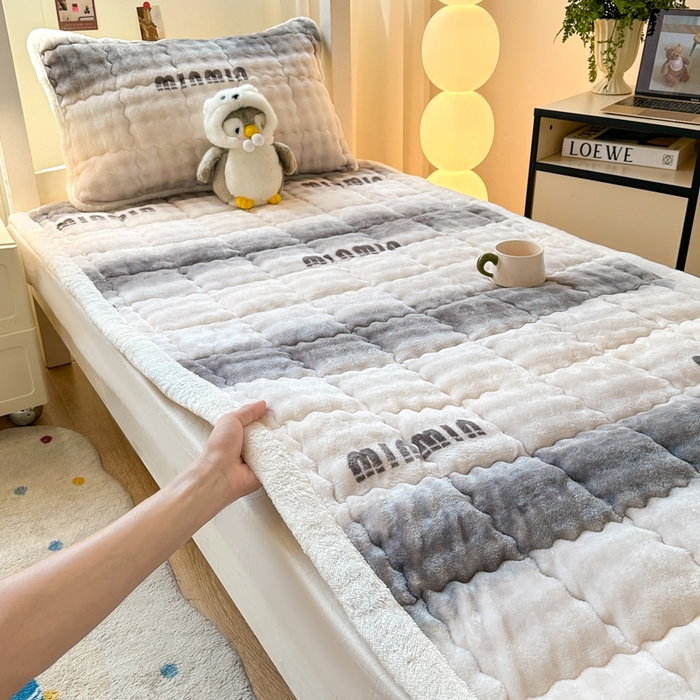 91家纺网 家纺一手货源 找家纺 优品惠 2025新款兔毛绒床垫学生床垫床褥子床护垫 时尚灰