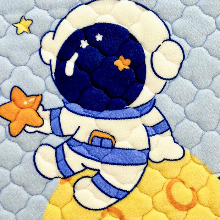 91家纺网 家纺一手货源 找家纺 富馨莱 2025新款牛奶绒夹棉床笠支持一件定做 遨游太空-夹棉