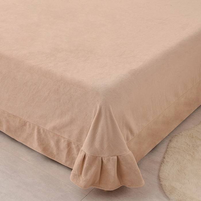 91家纺网 家纺一手货源 找家纺 （总）氧家 2025新款高克重牛奶绒拼角刺绣床单床笠床盖款四件套-钟爱