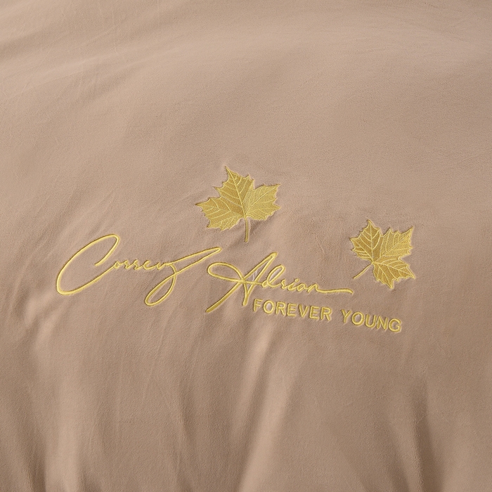 91家纺网 家纺一手货源 找家纺 氧家 2025新款高克重牛奶绒拼角刺绣床单床笠床盖款四件套-钟爱 钟爱-棕