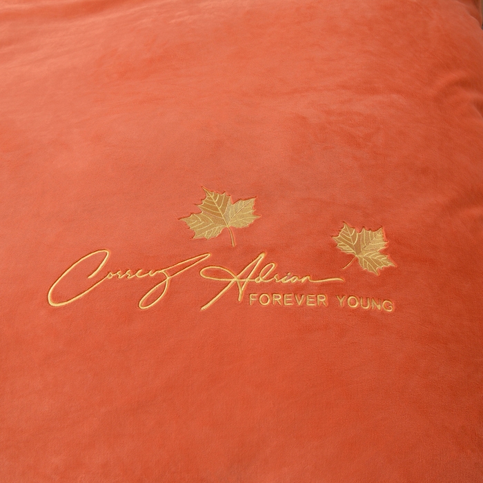 91家纺网 家纺一手货源 找家纺 氧家 2025新款高克重牛奶绒拼角刺绣床单床笠床盖款四件套-钟爱 钟爱-橙