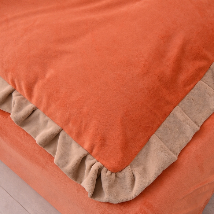 91家纺网 家纺一手货源 找家纺 氧家 2025新款高克重牛奶绒拼角刺绣床单床笠床盖款四件套-钟爱 钟爱-橙