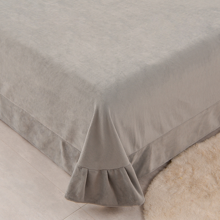 91家纺网 家纺一手货源 找家纺 氧家 2025新款高克重牛奶绒拼角刺绣床单床笠床盖款四件套-钟爱 钟爱-灰