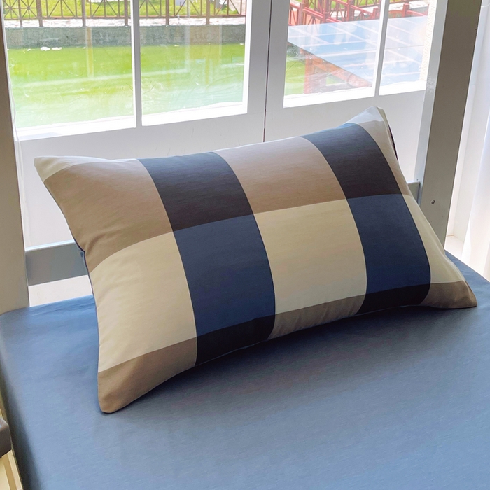 91家纺网 家纺一手货源 找家纺 春皖家纺 2025新款12868全棉印花上下铺四件套-学生床 蓝大格