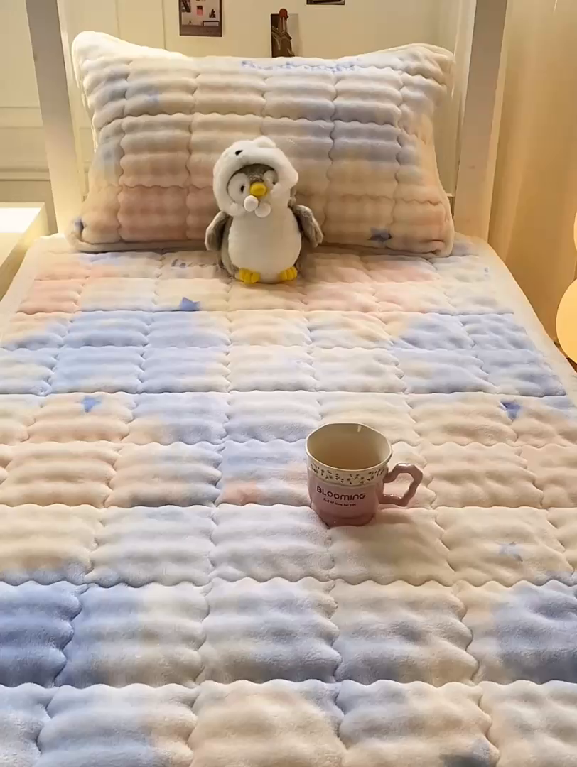 91家纺网 家纺一手货源 找家纺 优品惠 2025新款兔毛绒床垫学生床垫床褥子床护垫 南星